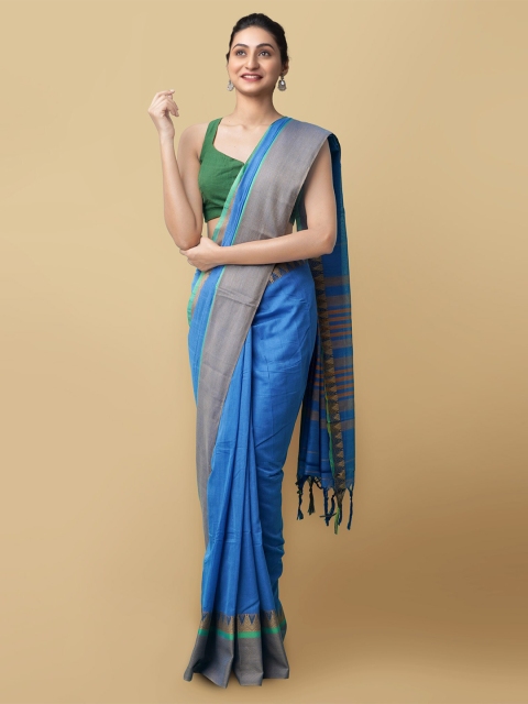 

Unnati Silks Blue & Green Kanchi Pure Cotton Kanjeevaram Saree