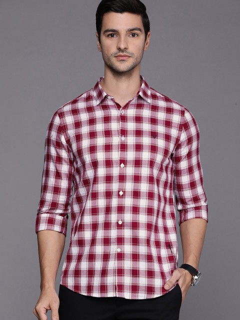 

Allen Solly Sport Men Maroon & White Ultra Slim Fit Checked Pure Cotton Casual Shirt