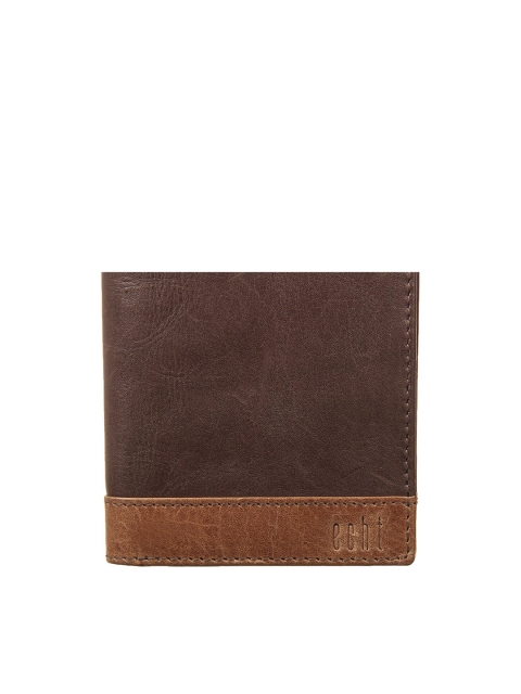 

echt Men Brown & Tan Textured Leather Two Fold Wallet