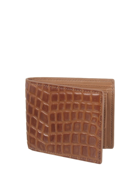 

echt Men Tan Textured Leather Two Fold Wallet