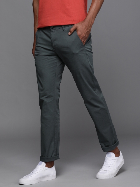 

Allen Solly Men Grey Solid Slim Fit Mid Rise Regular Trousers