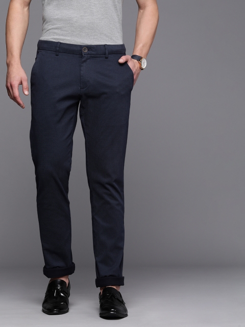 

Allen Solly Men Navy Blue Printed Slim Fit Trousers