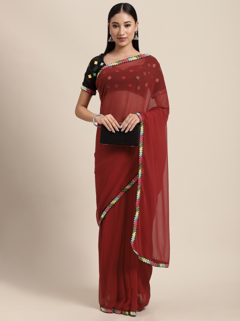 

Tikhi Imli Red Mirror Work Saree