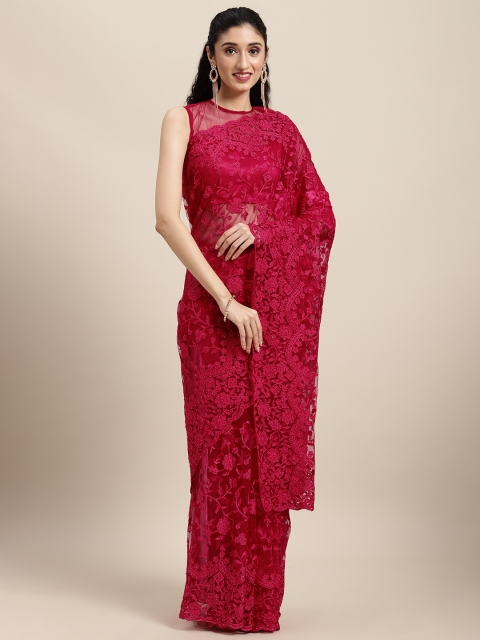 

Tikhi Imli Pink Floral Embroidered Net Heavy Work Saree