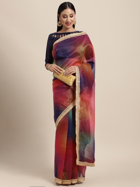 

Tikhi Imli Multicoloured Embellished Ombre Organza Saree, Multi