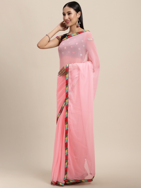 

Tikhi Imli Pink Sequinned Poly Georgette Saree