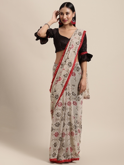 

Tikhi Imli Grey & Pink Paisley Saree