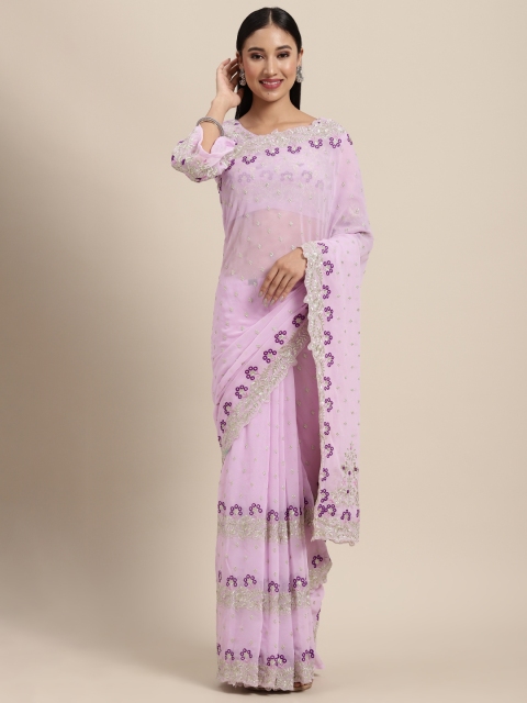 

Tikhi Imli Lavender Embroidered Heavy Work Saree