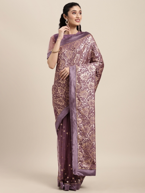 

Tikhi Imli Mauve Ethnic Motifs Sequinned Brocade Saree
