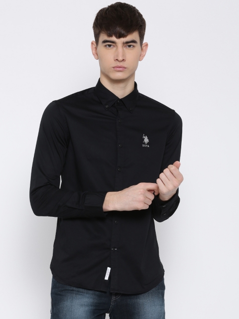 

U.S. Polo Assn. Men Black Slim Fit Solid Casual Shirt