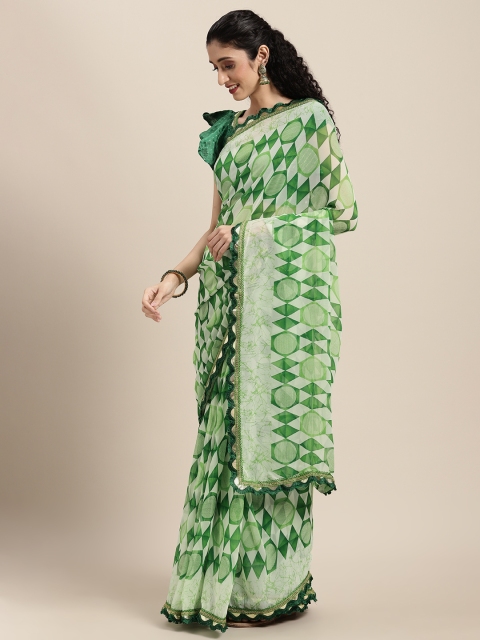 

Tikhi Imli Green Printed Saree