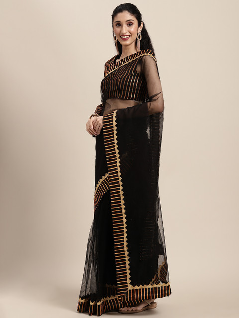 

Tikhi Imli Black Solid Net Saree