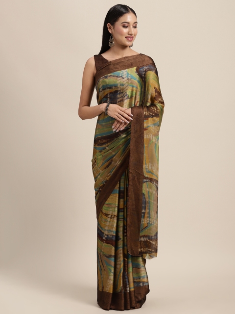 

Tikhi Imli Brown & Green Tie and Dye Saree