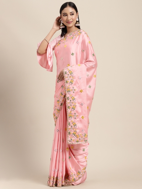 

Tikhi Imli Pink Mirror Work Heavy Work Saree