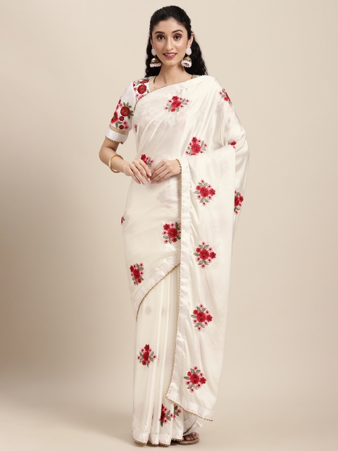 

Tikhi Imli Off White & Red Embroidered Saree