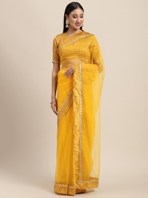 

Tikhi Imli Yellow Net Saree