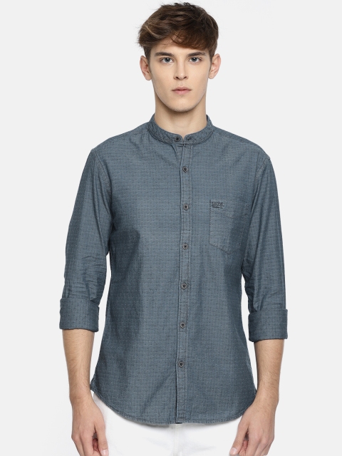 

U.S. Polo Assn. Denim Co. Men Blue Regular Fit Self-Design Casual Shirt