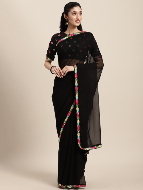 

Tikhi Imli Black Mirror Work Saree