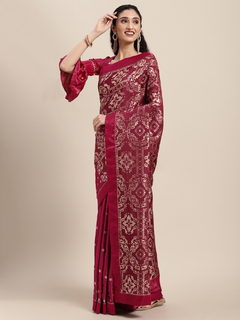 

Tikhi Imli Pink Ethnic Motifs Sequinned Brocade Half and Half Saree