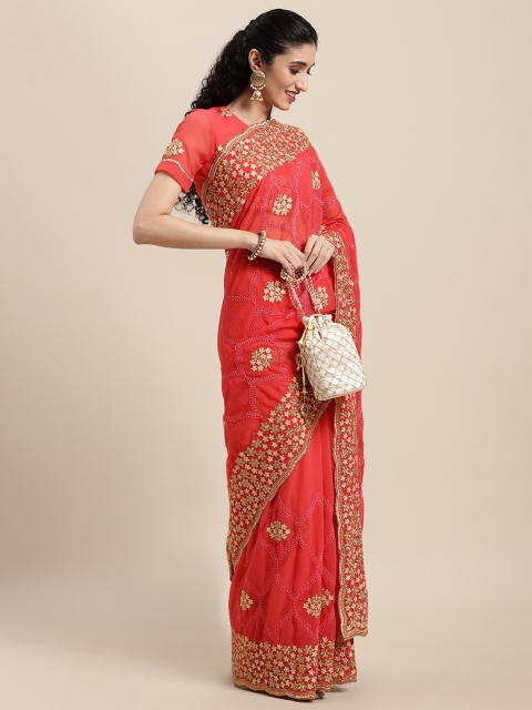 

Tikhi Imli Pink Ethnic Motifs Embroidered Heavy Work Saree