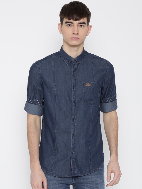 

U.S. Polo Assn. Denim Co. Men Blue Solid Denim Casual Shirt