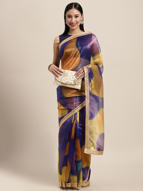 

Tikhi Imli Blue & Mustard Organza Saree