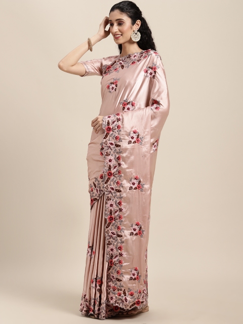 

Tikhi Imli Pink Floral Embroidered Heavy Work Saree