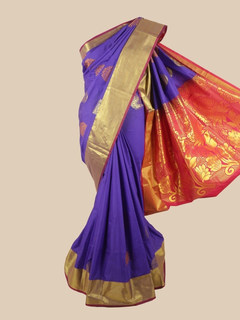 

Pothys Violet & Magenta Ethnic Motifs Zari Art Silk Saree