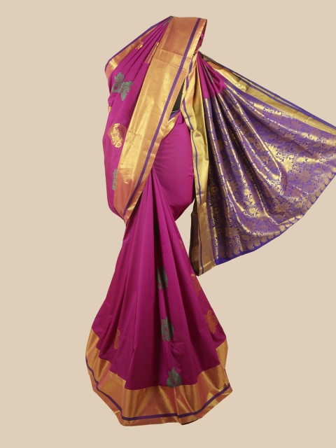 

Pothys Magenta & Violet Ethnic Motifs Zari Art Silk Saree