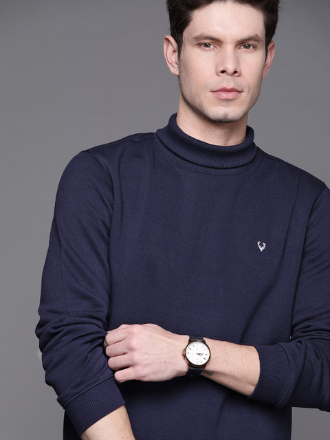 

Allen Solly Men Navy Blue Solid Turtle Neck Sweatshirt