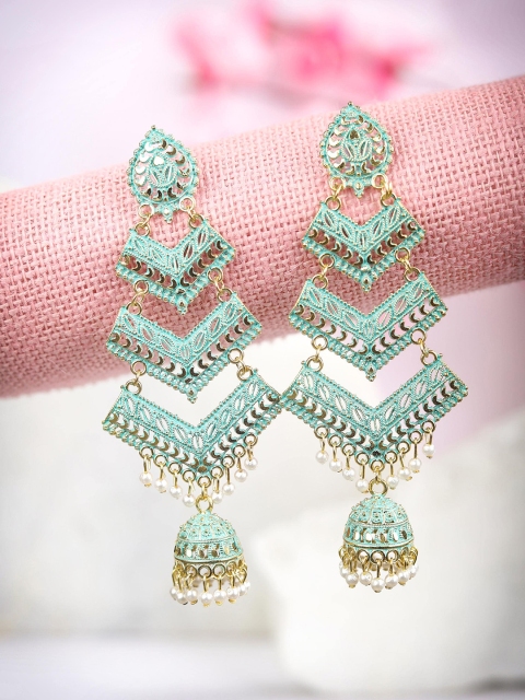 

Priyaasi Women Green Contemporary Jhumka Earrings
