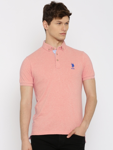 

U.S. Polo Assn. Men Pink Solid T-shirt