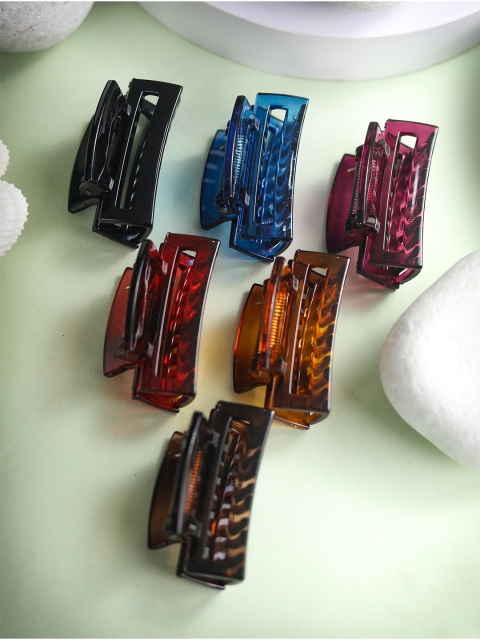 

Priyaasi Women Set of 6 Multicoloured Claw Clip, Red