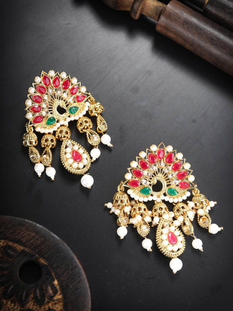 

Priyaasi Women Gold-Toned Kundan Drop Earrings