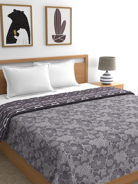 

Trident Mauve Floral Microfiber AC Room Reversible Double Bed Dohar