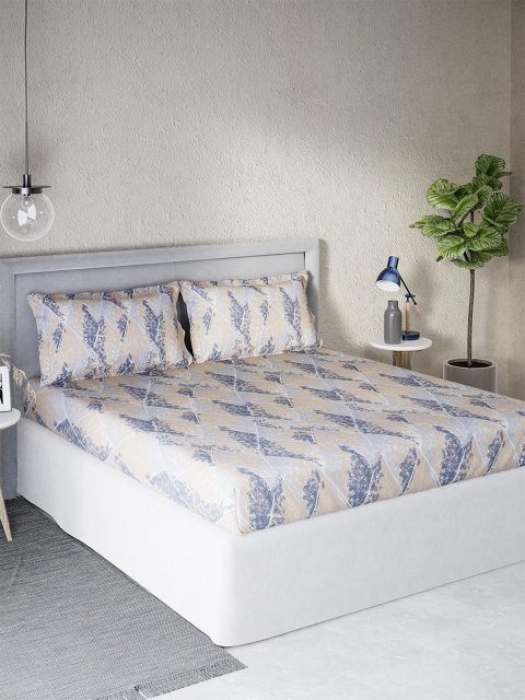 

DDecor Brown & Grey Geometric 144 TC Cotton Queen Bedsheet with 2 Pillow Covers