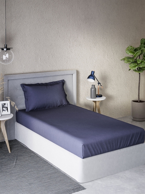 

DDecor Navy Blue 180 TC Cotton Single Bedsheet with 1 Pillow Cover