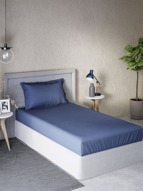 

DDecor Blue 180 TC Cotton Single Bedsheet with 1 Pillow Cover