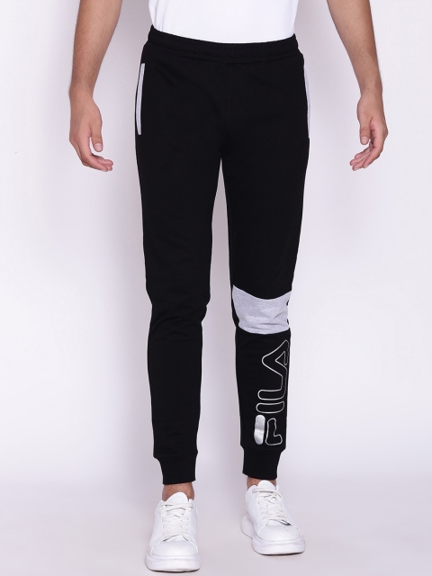 

FILA Men Black & Grey Typography Pure Cotton Joggers