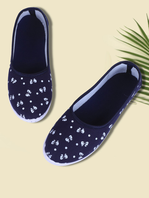 

FABBMATE Women Navy Blue Printed Ballerinas