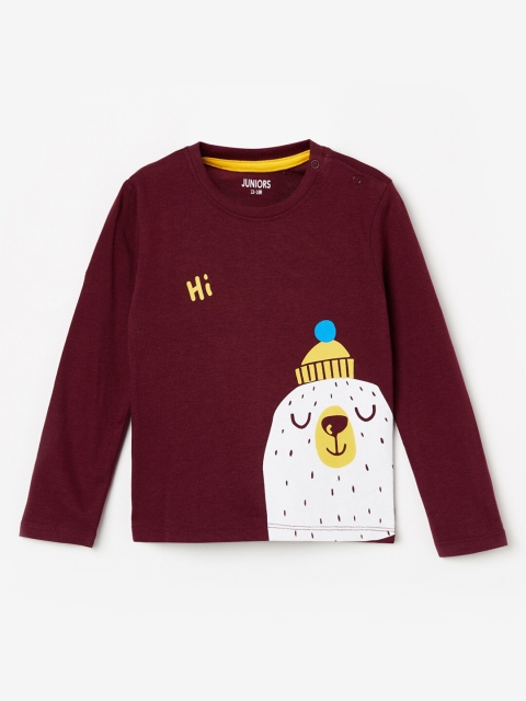 

Juniors by Lifestyle Boys Burgundy & Off White Printed T-shirt