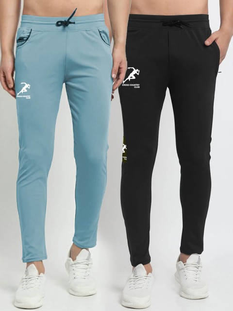 

GRACIT Men Grey & Black Set of 2 Solid Slim Fit Track Pants