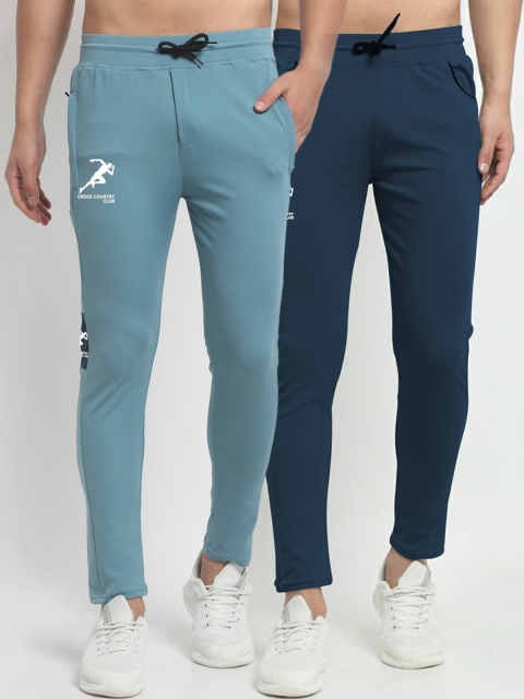 

GRACIT Men Navy Blue & Blue Set of 2 Solid Slim Fit Track Pants