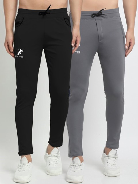 

GRACIT Men Black & Grey Set of 2 Solid Slim Fit Track Pants