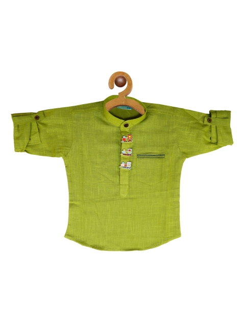 

LIL PITAARA Boys Lime Green Opaque Casual Shirt