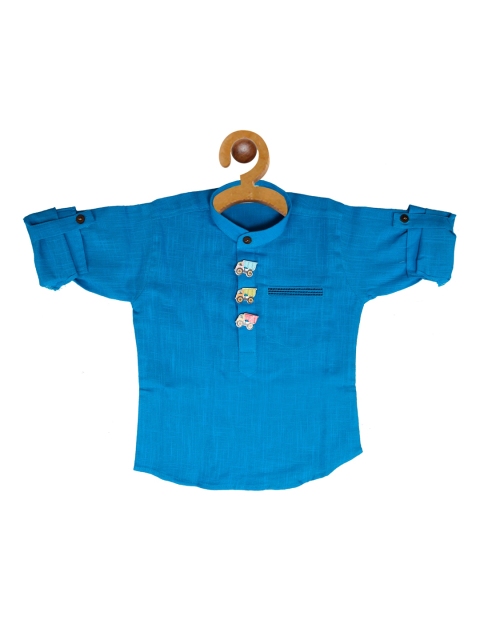 

LIL PITAARA Boys Turquoise Blue Opaque Casual Shirt