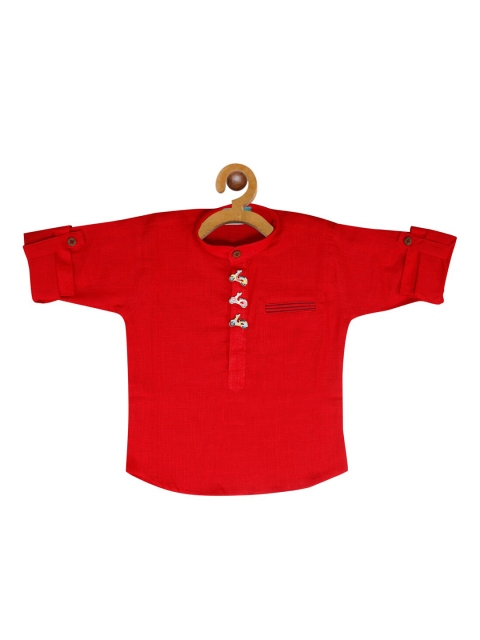 

LIL PITAARA Boys Red Solid Opaque Casual Shirt