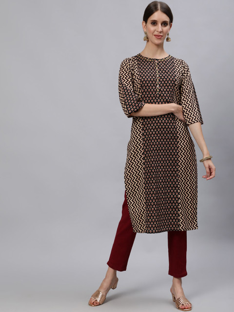 

Jaipur Kurti Women Off White Geometric Printed Kurta