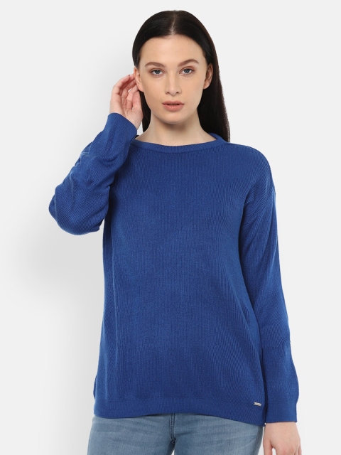 

Van Heusen Woman Blue Solid Pullover