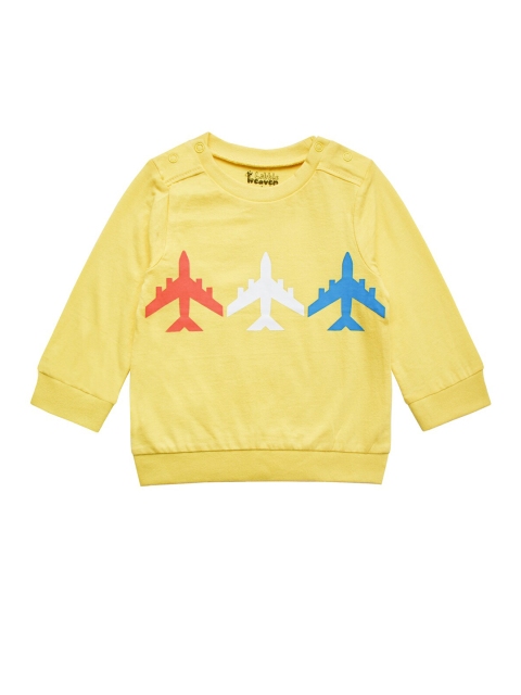 

little heaven Boys Yellow Printed Applique T-shirt